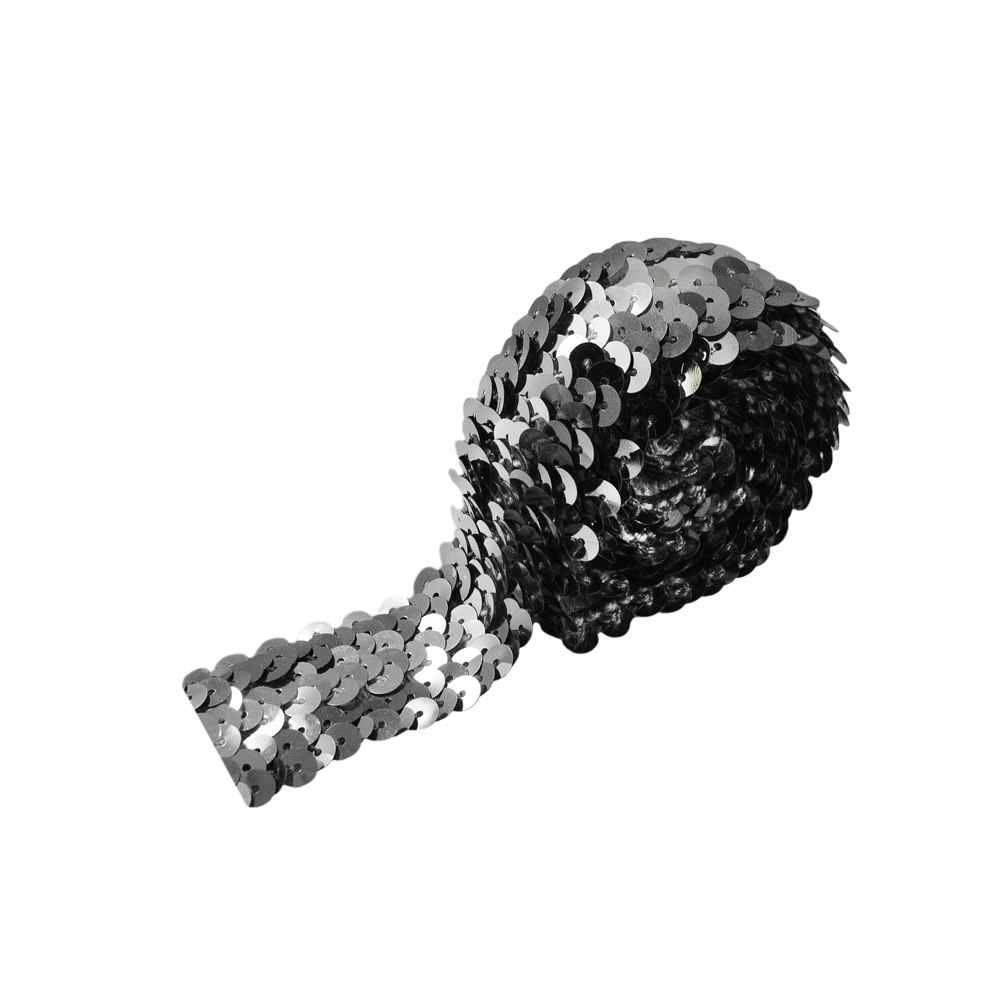 Резинка из пайеток 2,8см серебро, 50ярд. Резинка