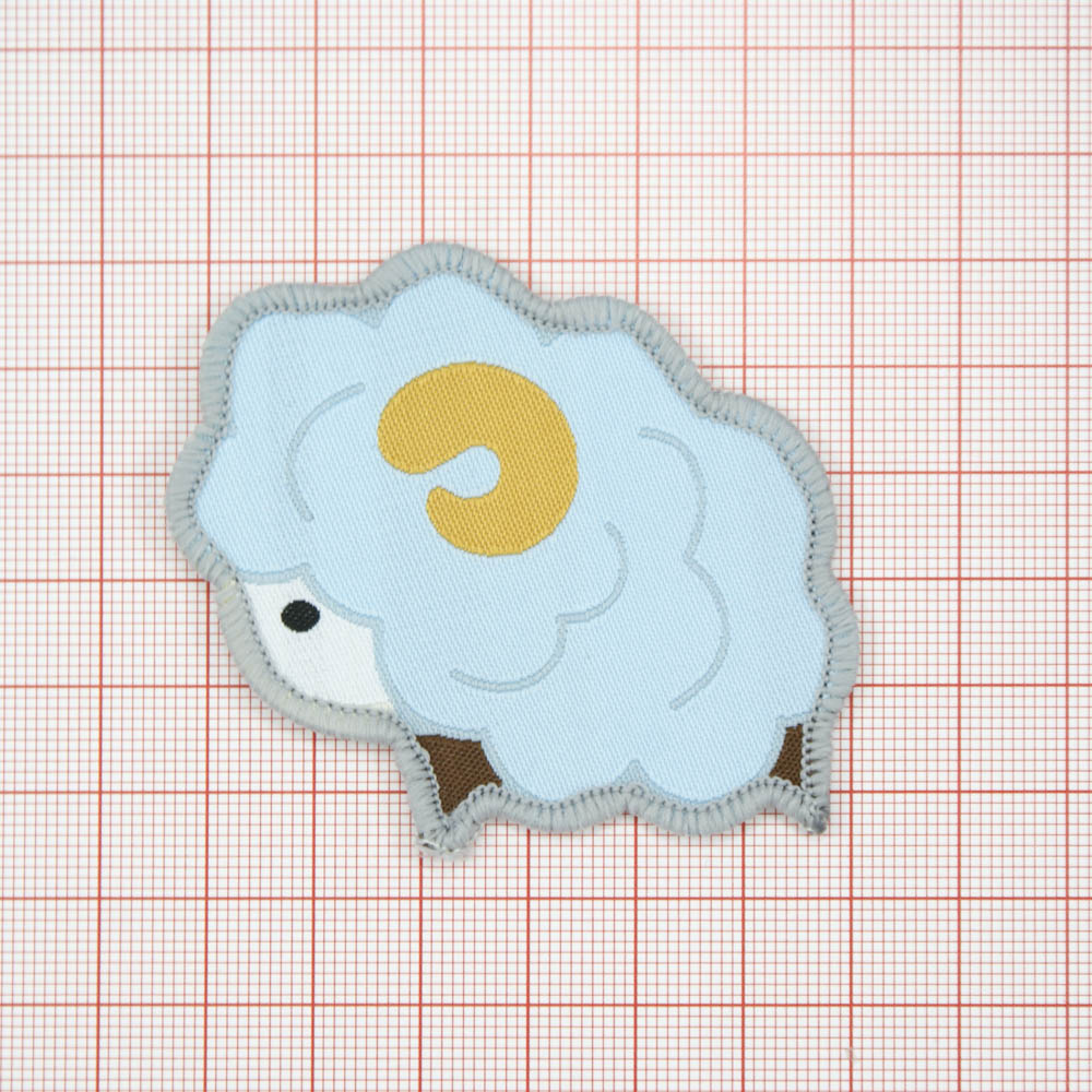 Нашивка тканевая Барашек 65х52мм, с оверлоком /atkisatin/, шт. Нашивка Детская