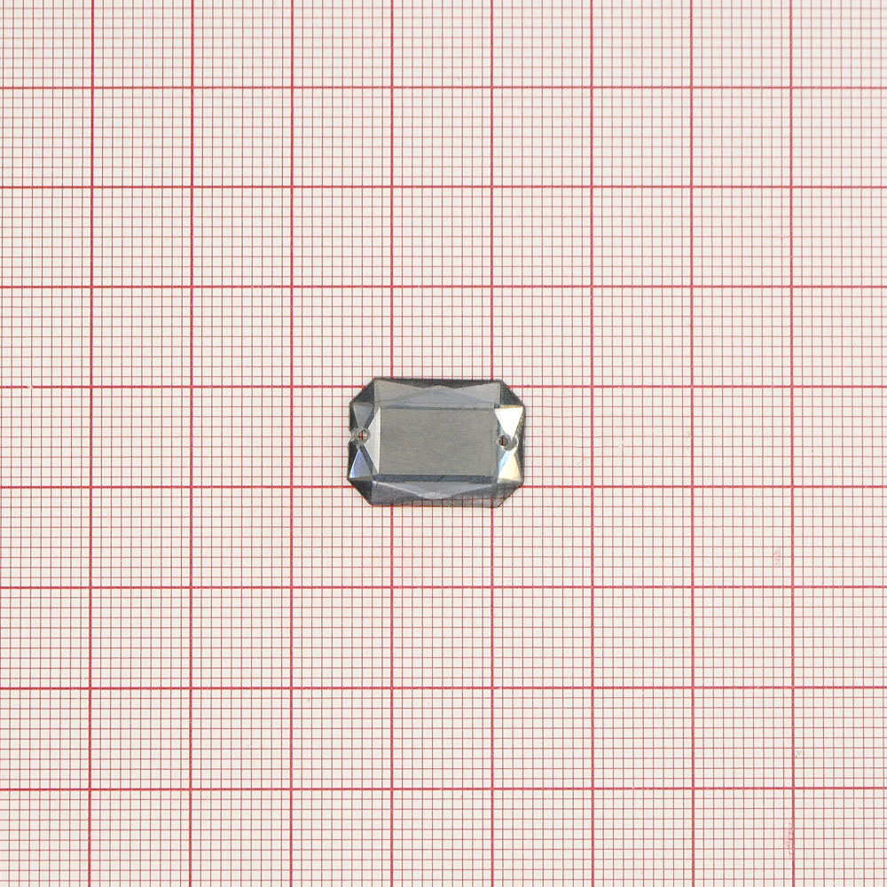 Стразы стеклянные пришивные многранник плоский (13*18мм) серебряный, 1тыс.шт. Стразы пришивные