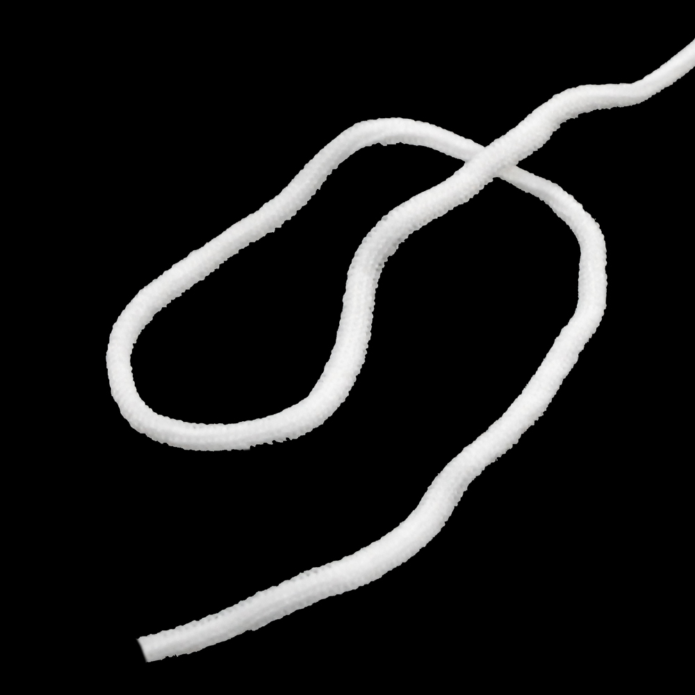 Резинка круглая 2мм (1кг = 826м / 1м = 0,00121кг / растяжение 1:2,9) белая в пакете, м. Резинка