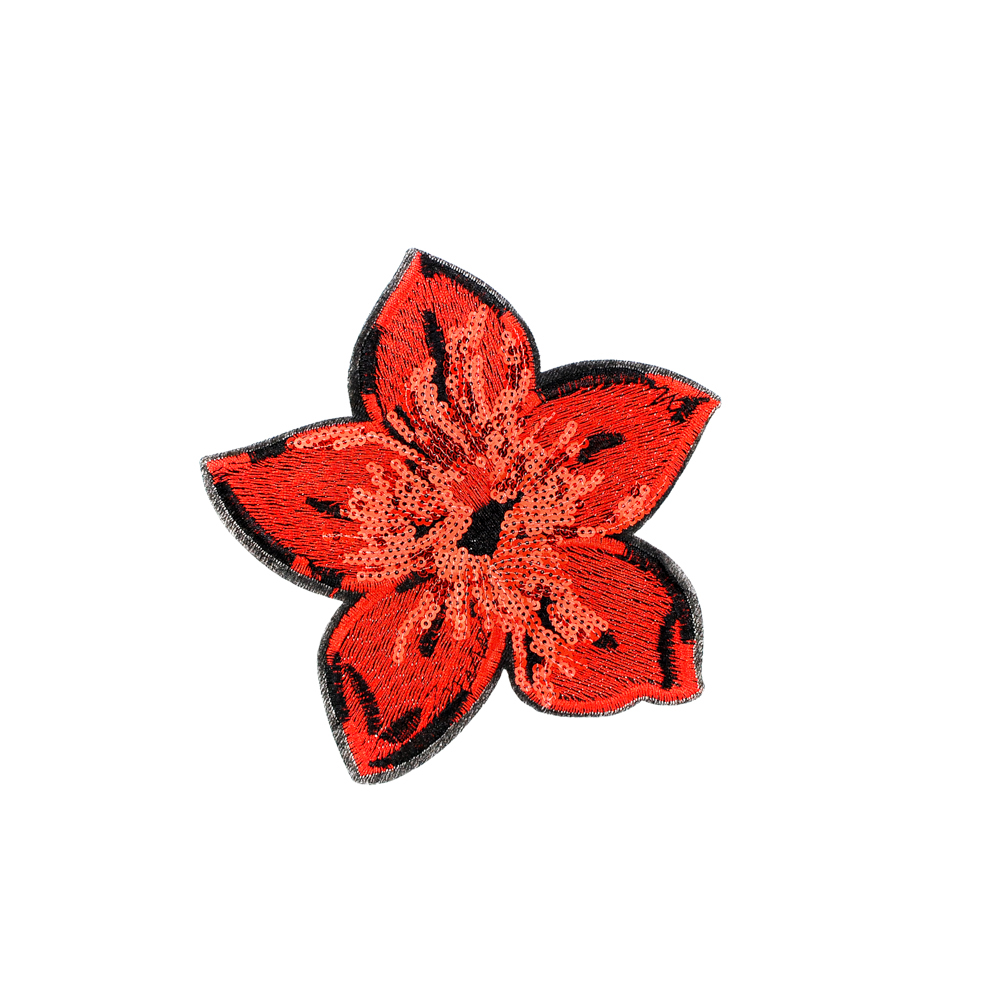 Аппликация клеевая пайетки Цветок 14,5*15см красный, черный, шт. Аппликации клеевые Пайетки
