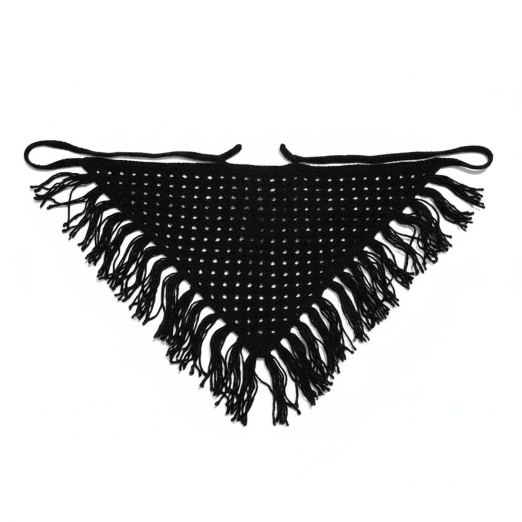 Платок вязаный, черный, шт. Украшения