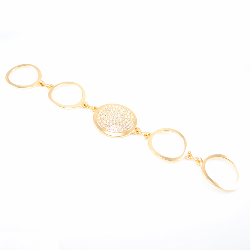 Перетяжка металл 9539 25мм GOLD цепь-крупные кольца, экран камни . Перетяжка металл