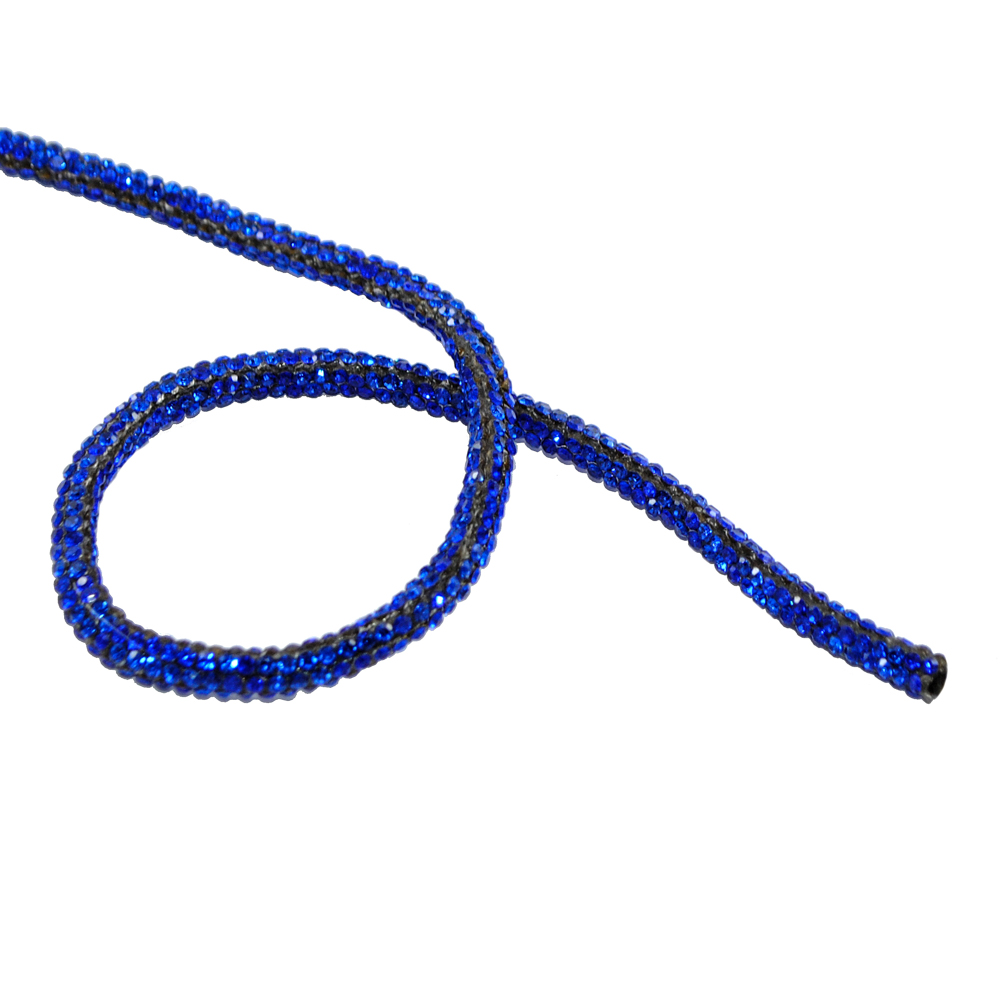 Шнур со стразами, SS5, 0,35см, синий, ярд. Тесьма из страз
