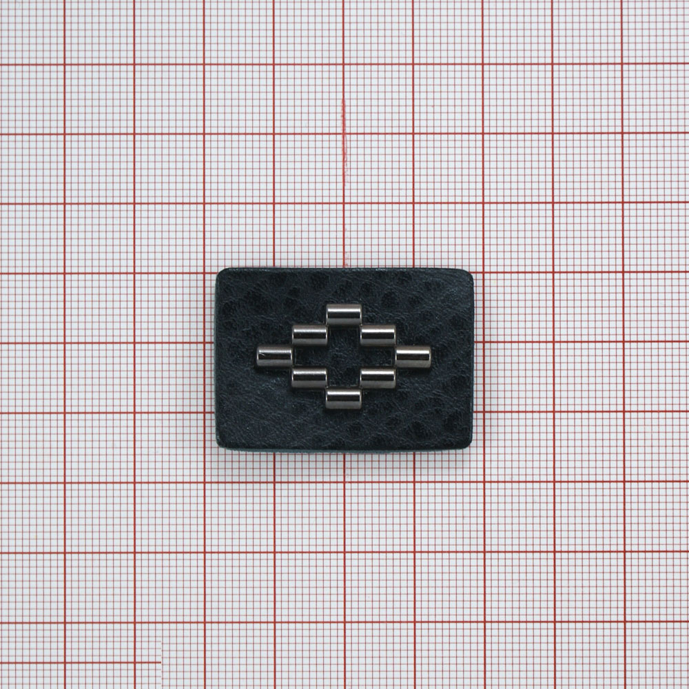 Лейба п/у и металл шахматка 35*25мм, черная, блек никель. Лейба Кожзам