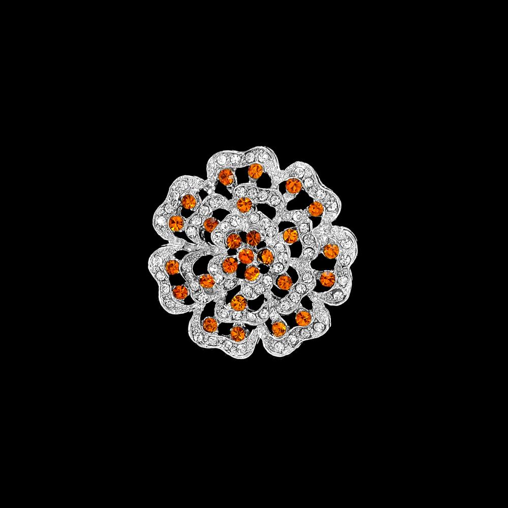 Брошь  TS1103513 45мм, NIKEL, желтые камни, шт. Броши
