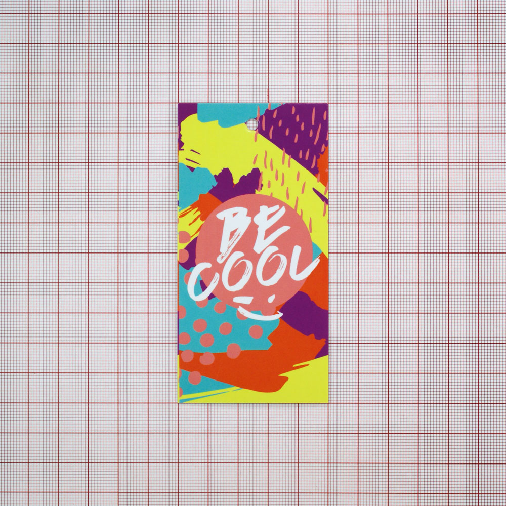 Этикетка бумажная Be cool, 50*100мм цветной паттерн, шт. Этикетка бумага