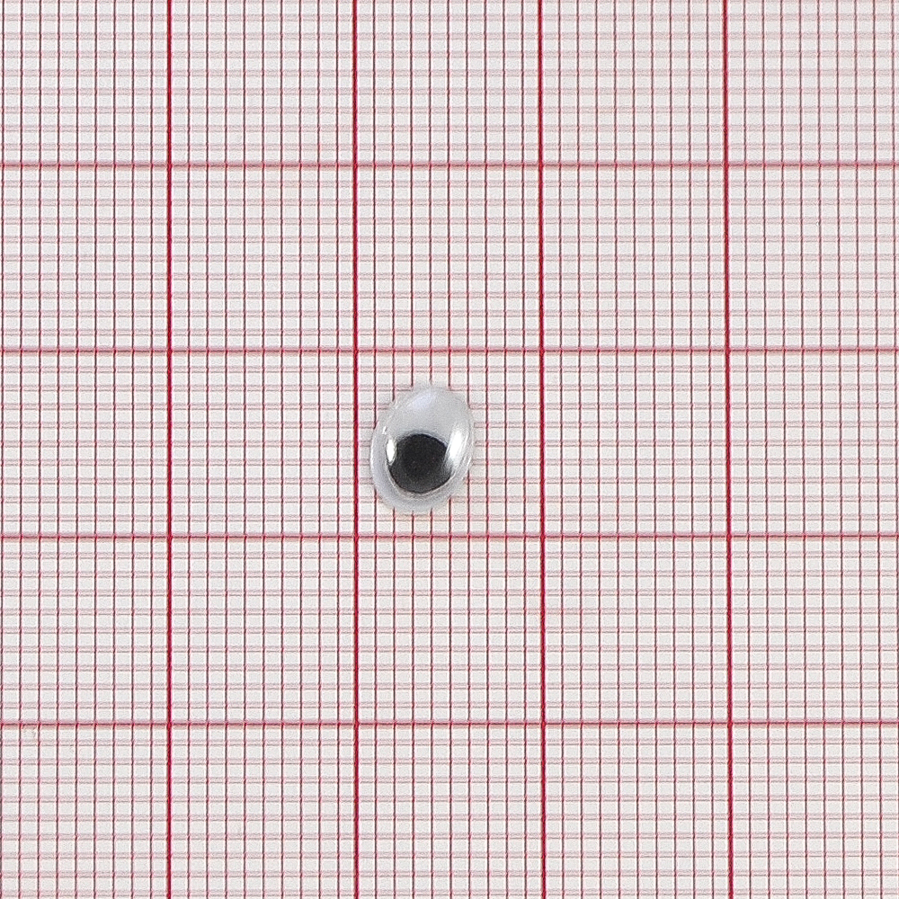 Глаз M-07, овал 5*7мм, белый, черный подвижный зрачок, 1тыс.шт. Глазики M