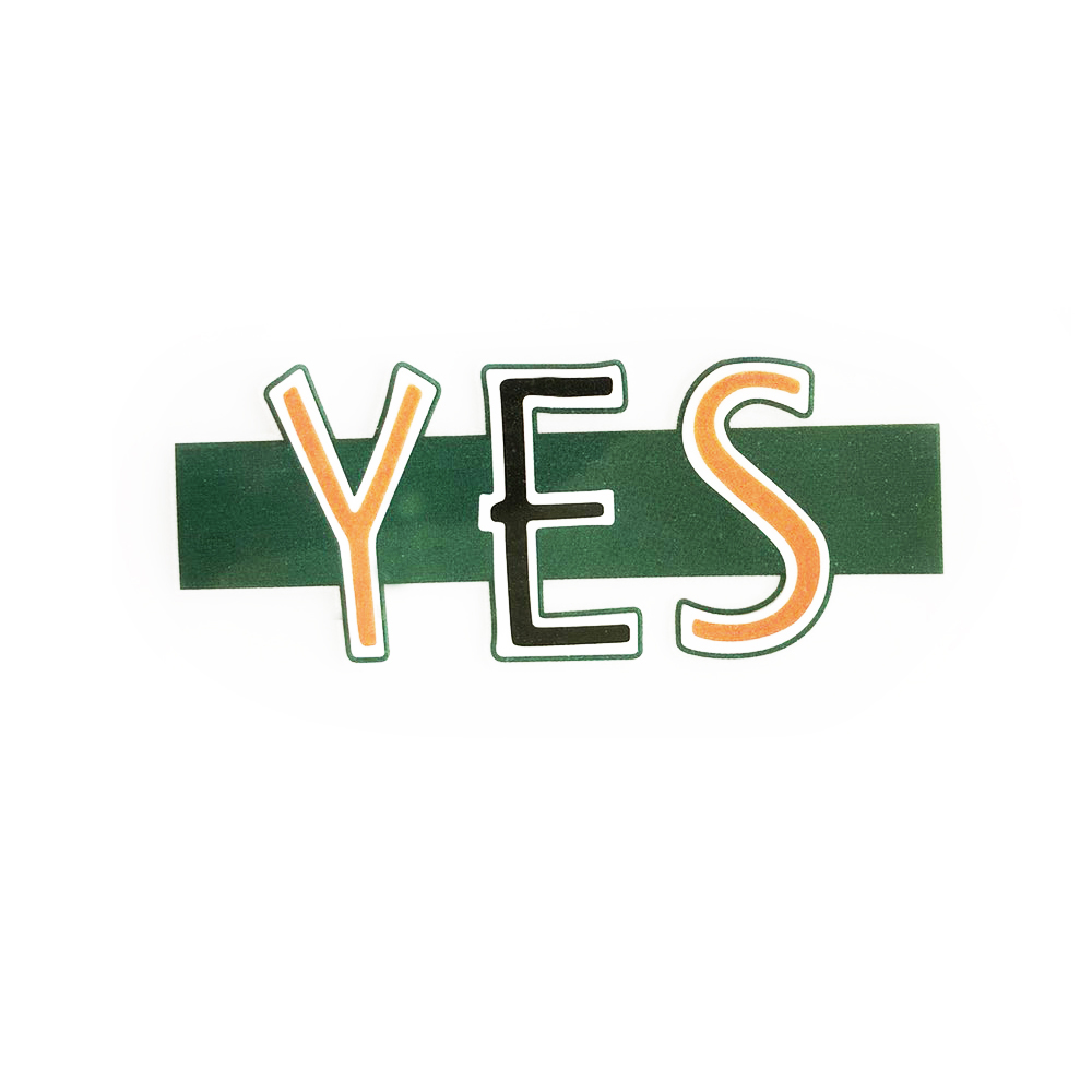 Термоаппликация №01-23 YES 3,7*9см, оранж, черный, белый, зеленый, шт. Термопереводки Надписи