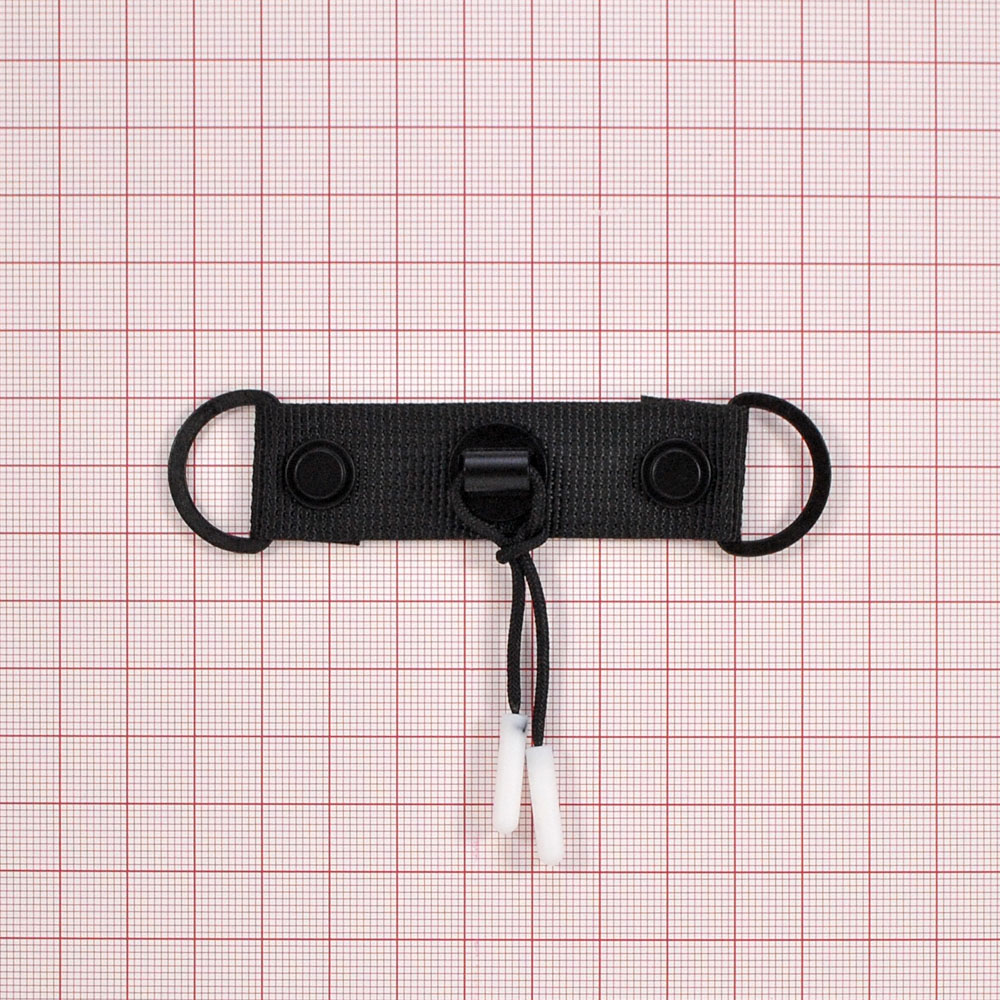 Перетяжка тканевая со  шнурком, 2*9,7см, черный, белый, шт. Перетяжка ткань