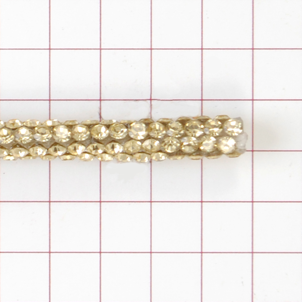 Шнур со стразами, SS5, 0,4см, светлое золото, ярд. Тесьма из страз