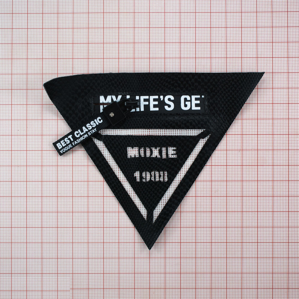 Аппликация пришивная кожзам BETTER.MY карман треугольный, змейка 14*11см черный, белый, шт. Нашивка Кожзам