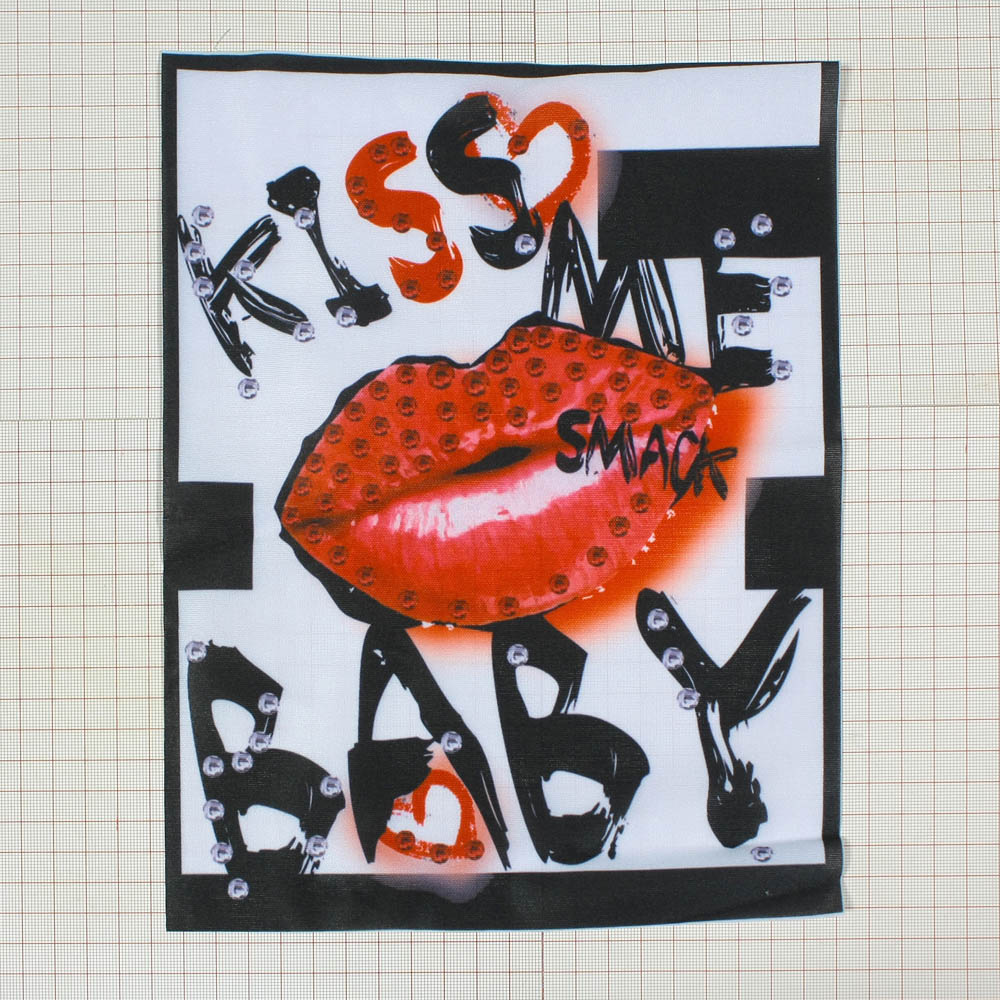 Термоаппликация Губы Kiss me BABY 21*29см красно-бело-черная, шт. Термоаппликации Накатанный рисунок