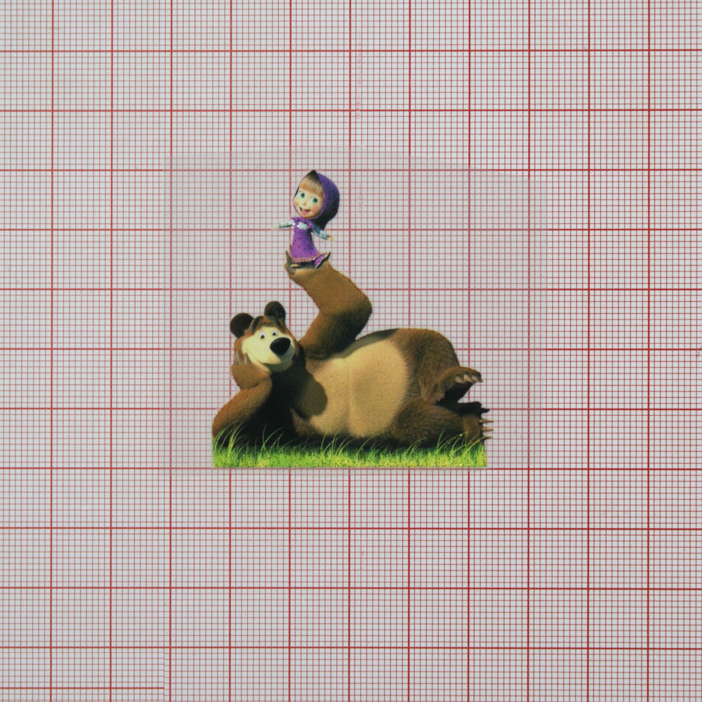 Термоаппликация Маша и Медведь на траве 5,3*4,5см, шт. Термоаппликации Накатанный рисунок