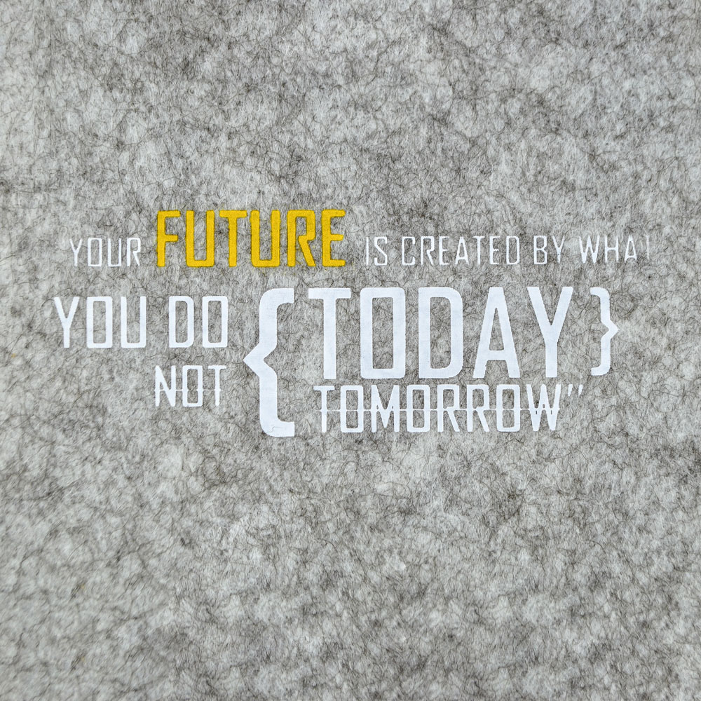 Термоаппликация №13-3 Your FUTURE is created by… (текст) белый, желтый 38*100мм, шт. Термопереводки Надписи