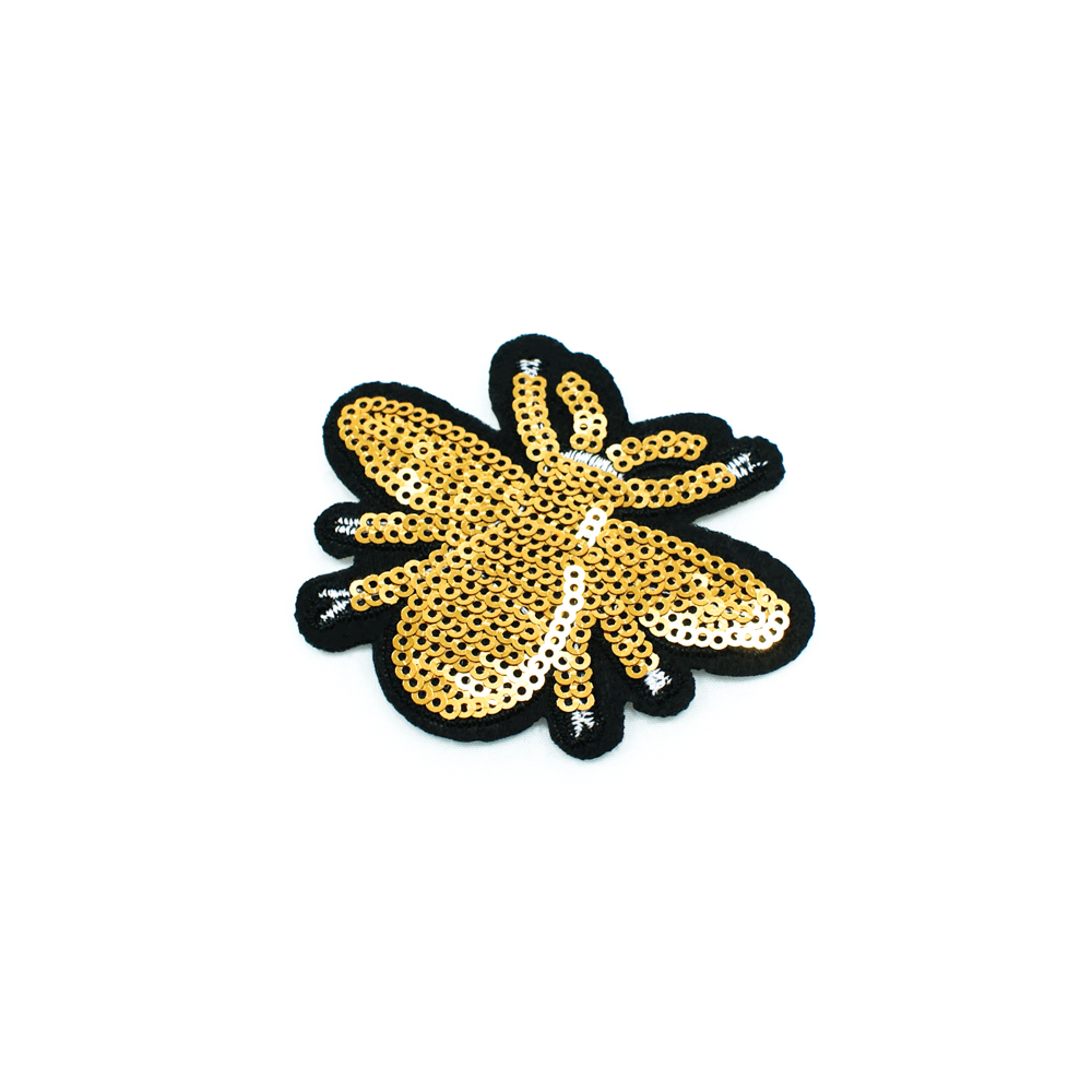 Аппликация клеевая пайетки Жук 8*6см золотые пайетки, шт. Аппликации клеевые Пайетки