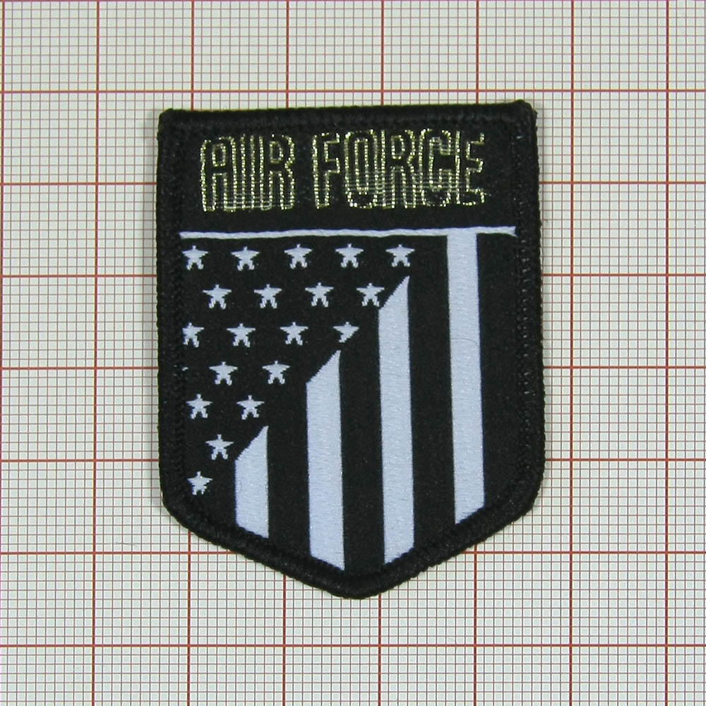 Нашивка тканевая A39 Air force 4*5,4мм черно-белая, шт. Нашивка Вышивка, Ткань