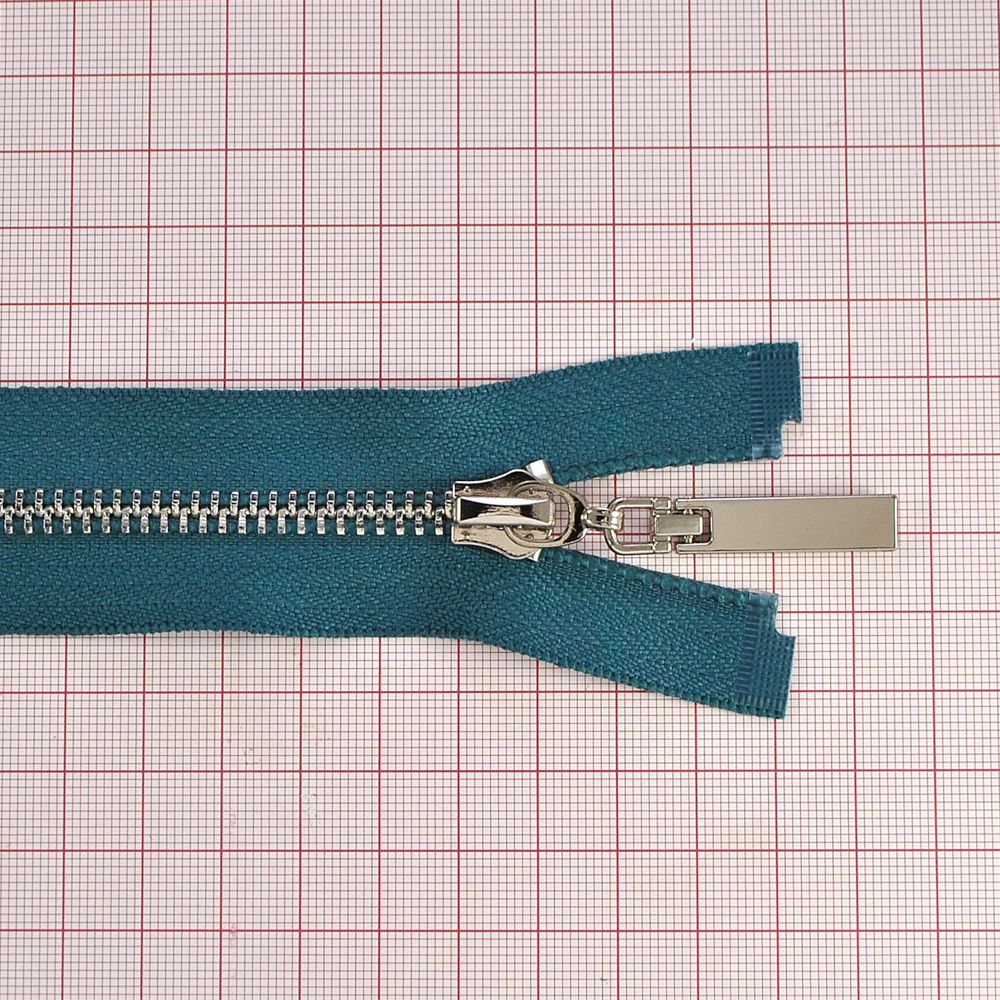 Змейка металлическая №5 85см, О/Е, Nickel и темно-голубая ткань, шт. Змейка Металл