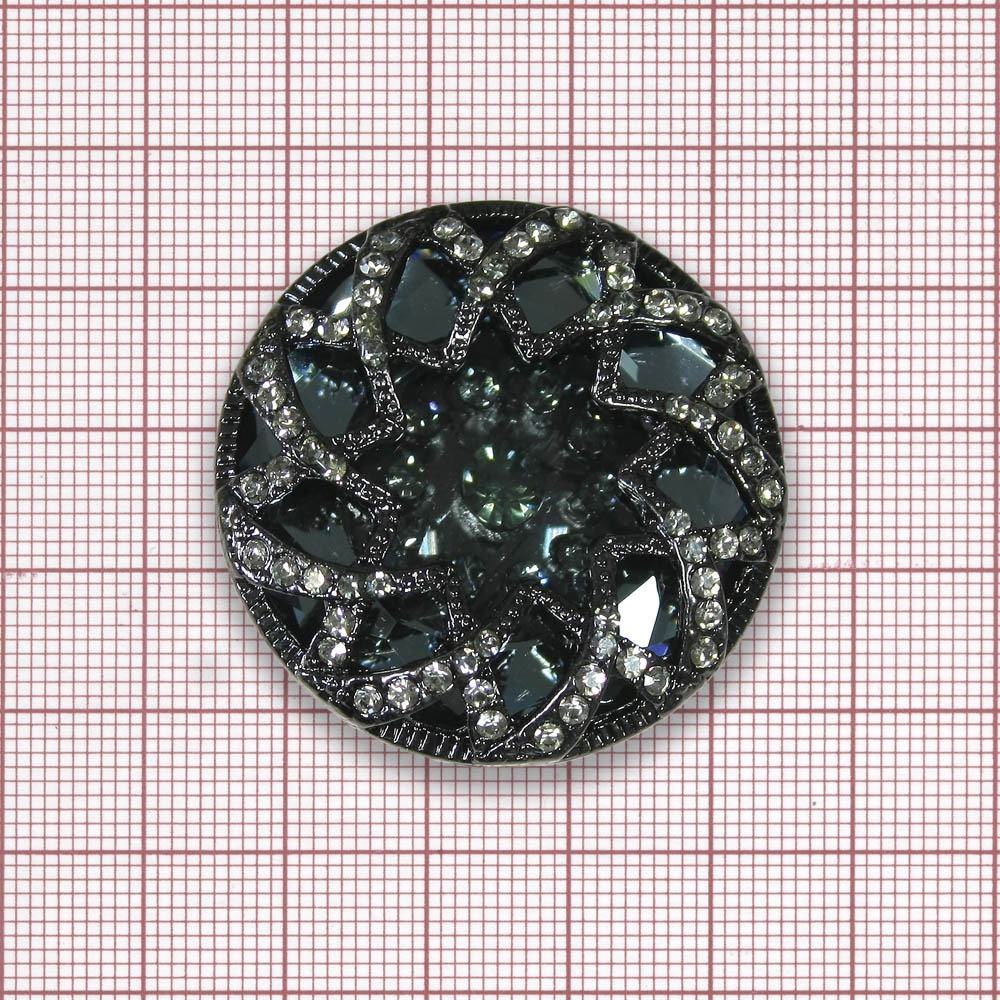 Пуговица шубная 32791115 Сфера 39мм black nikel, black diamond камни, шт. Пуговица Шубная