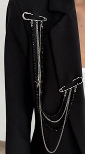 Булавка, 6*32см, серебро, камни, цепочки, шт. Булавки