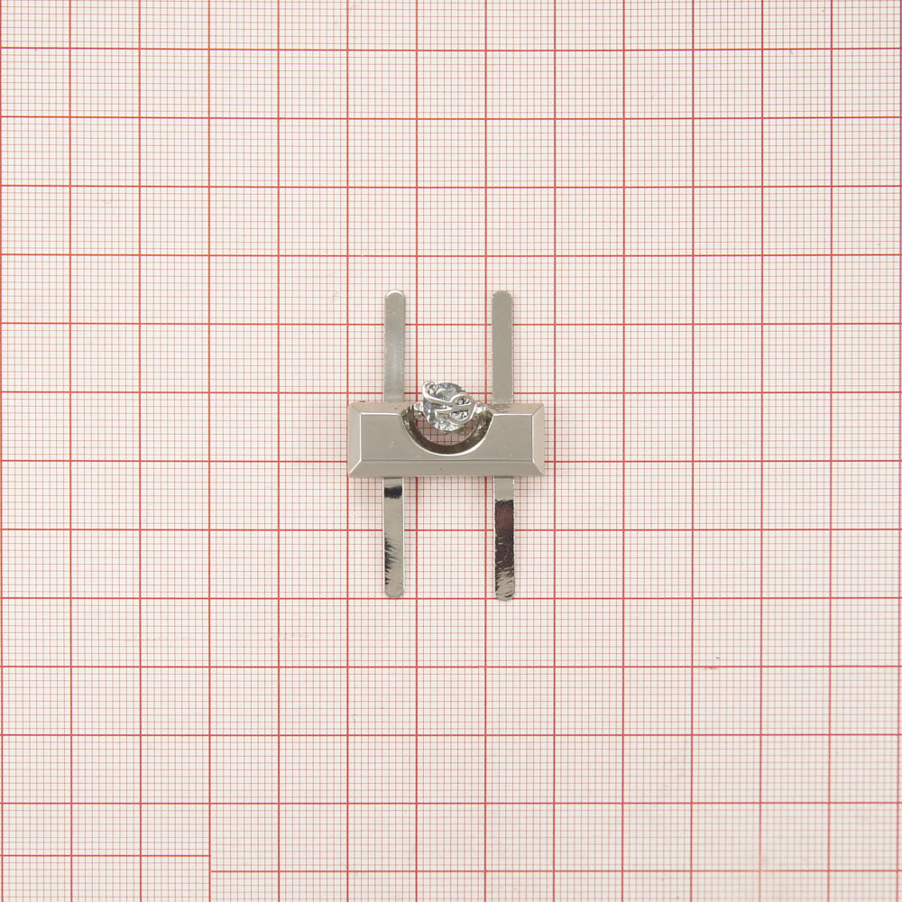 Краб металл R в планке Левый 29*11мм NIKEL, белый камень, шт . Крабы Металл Геометрия Декор