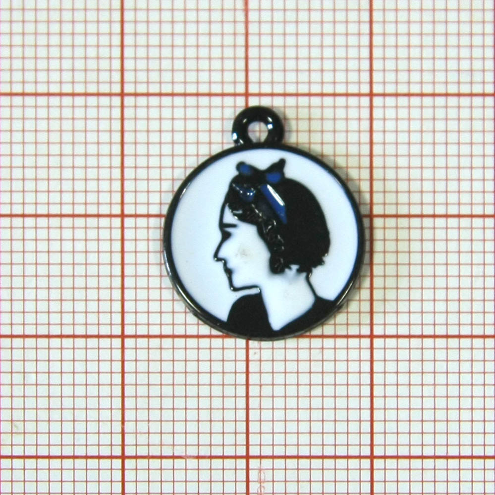 Подвеска металл Белоснежка 16*19мм, черная, белая, синяя эмаль, шт. Подвески