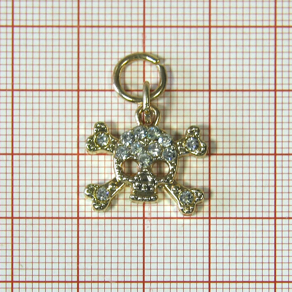 Подвеска металл Череп-камни белые, 28мм, GOLD, шт. Подвески