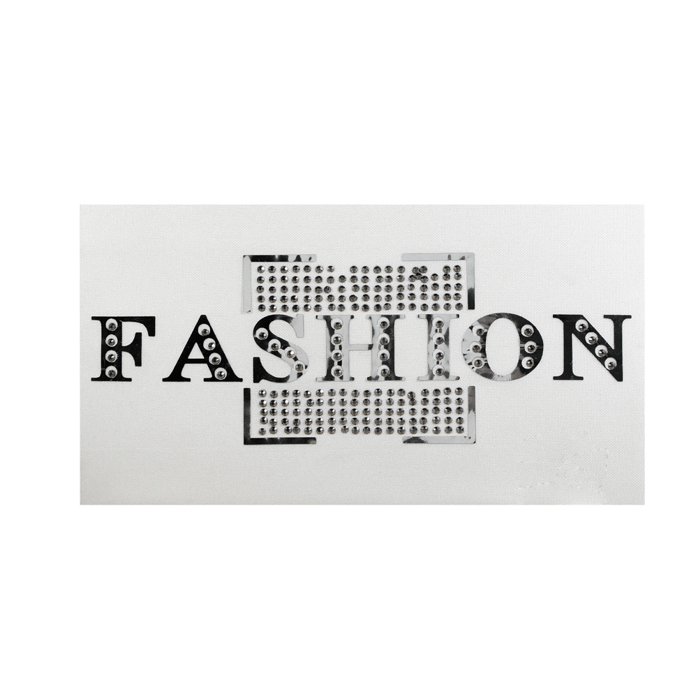 Термоаппликация из страз SS8 FASHION, 20*7см, серебро, черный, шт. Аппликации клеевые Рисунки из страз