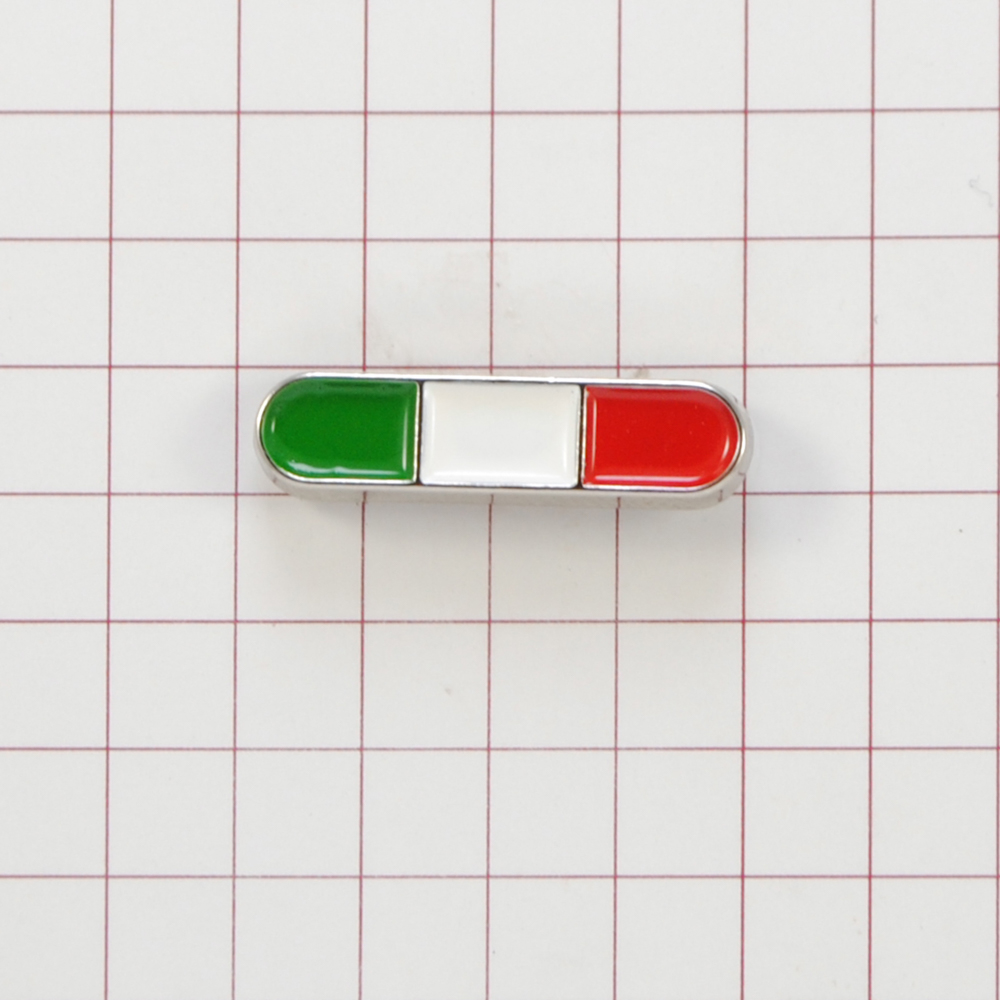 Краб металл Италия, 2*0,5см, никель, зеленая, белая и красная эмаль, шт. Крабы Металл Флаги, Гербы