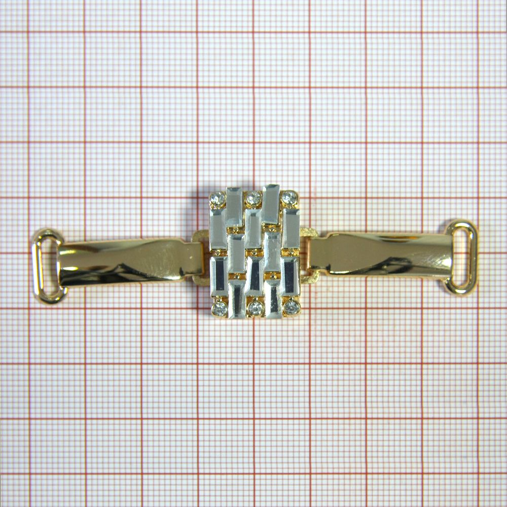 Перетяжка C20446 78*28мм GOLD, белые камни. Перетяжка металл