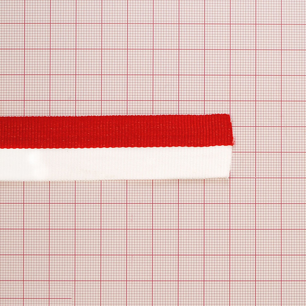 Тесьма 2,5см белый и красный, 50ярд. Тесьма