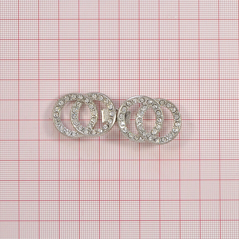 Крючок шубный DW-16338 70*35мм NIKEL, бел. камни шт. Клипсы шубные, крючки