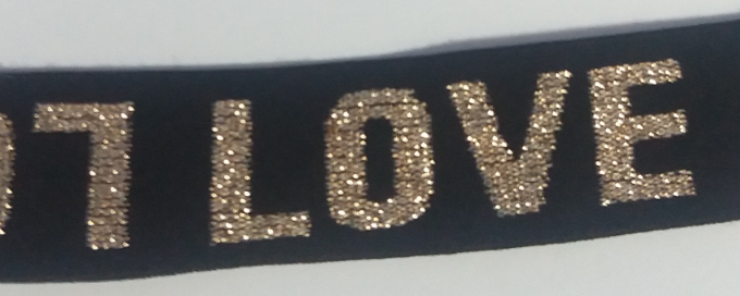 Резинка тканевая LOVE, 2,5 см, черный, золото, люрекс, ярд. Резинка