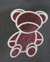Аппликация композит Мишка, 5,3*7,4см, флуоресцент DTF, стразы SS6 красный 32589, шт. Аппликация композит