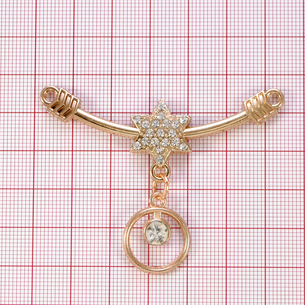 Перетяжка металл Звезда, 6,5*4,5см GOLD, камень diamond, подвеска, шт. Перетяжка металл со стразами
