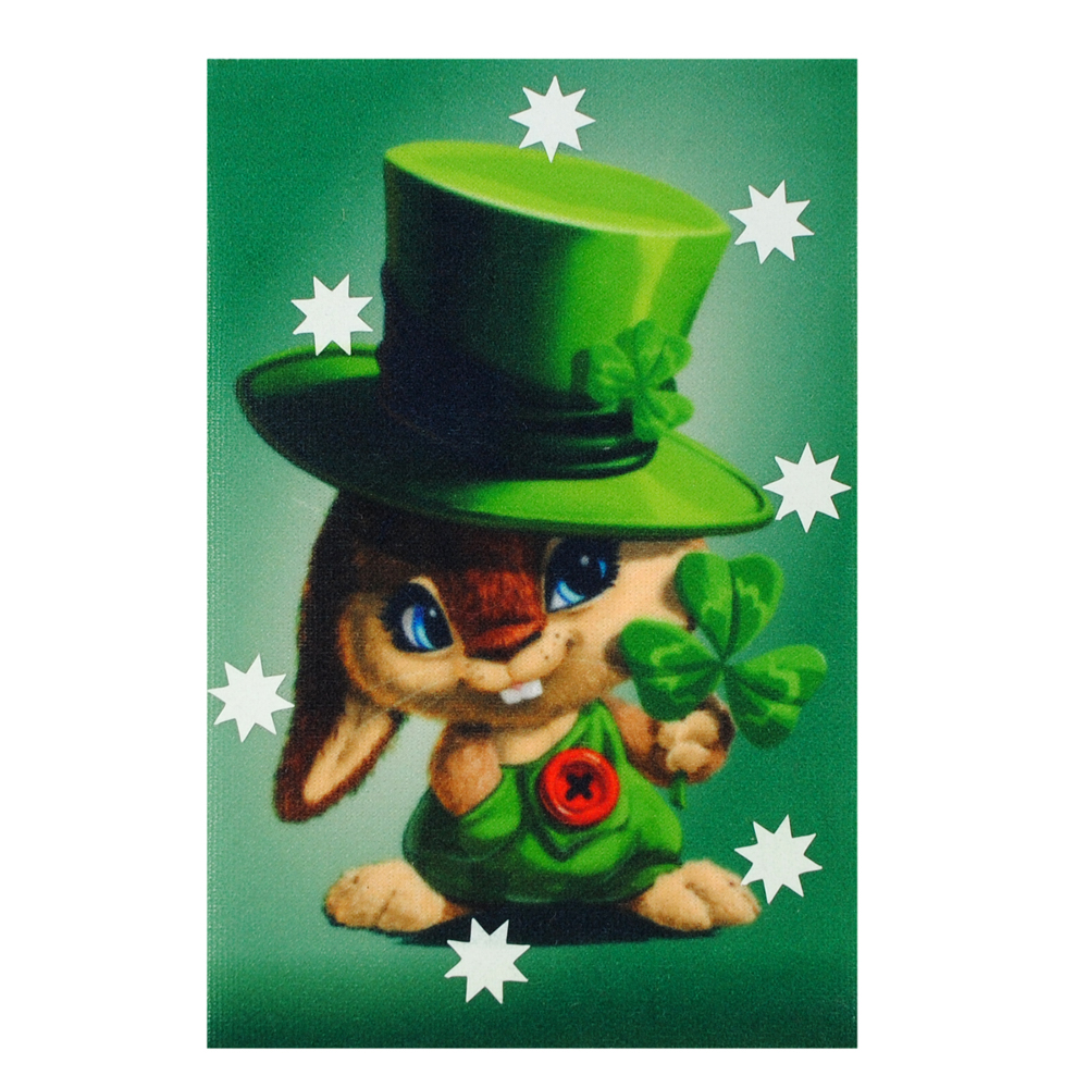 Аппликация пришивная Заяц с клевером, 8*12см, полноцвет, пленка люминесцентная /дайвинг, сублимация, лазер/, шт. Аппликация композит