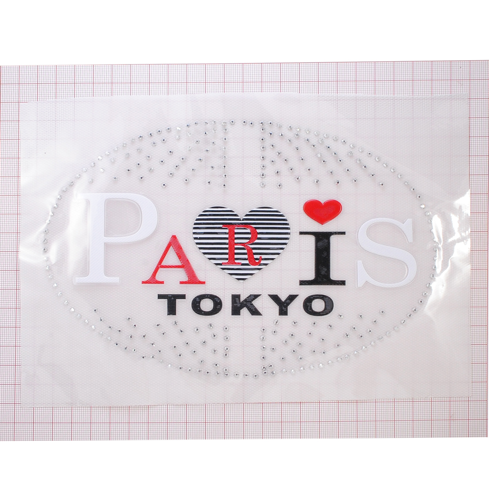 Термоаппликация стразы металл Paris Tokyo, 14.5*20см, черный, красный, белый, шт. Термоаппликации Рисунки из страз