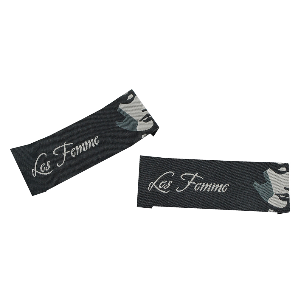 Этикетка тканевая вышитая шт. Les Famme 2,5*7см черная, серый, шт. Вышивка / этикетка тканевая