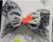 Аппликация тканевая пришивная Бант,черный, белый, бусины, шт. Аппликации Пришивные Цветы Банты