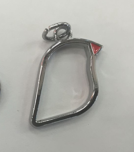 Подвеска металл с кольцом Птичка 22*21,8мм, ободок и красная эмаль, CHROME, шт. Подвески