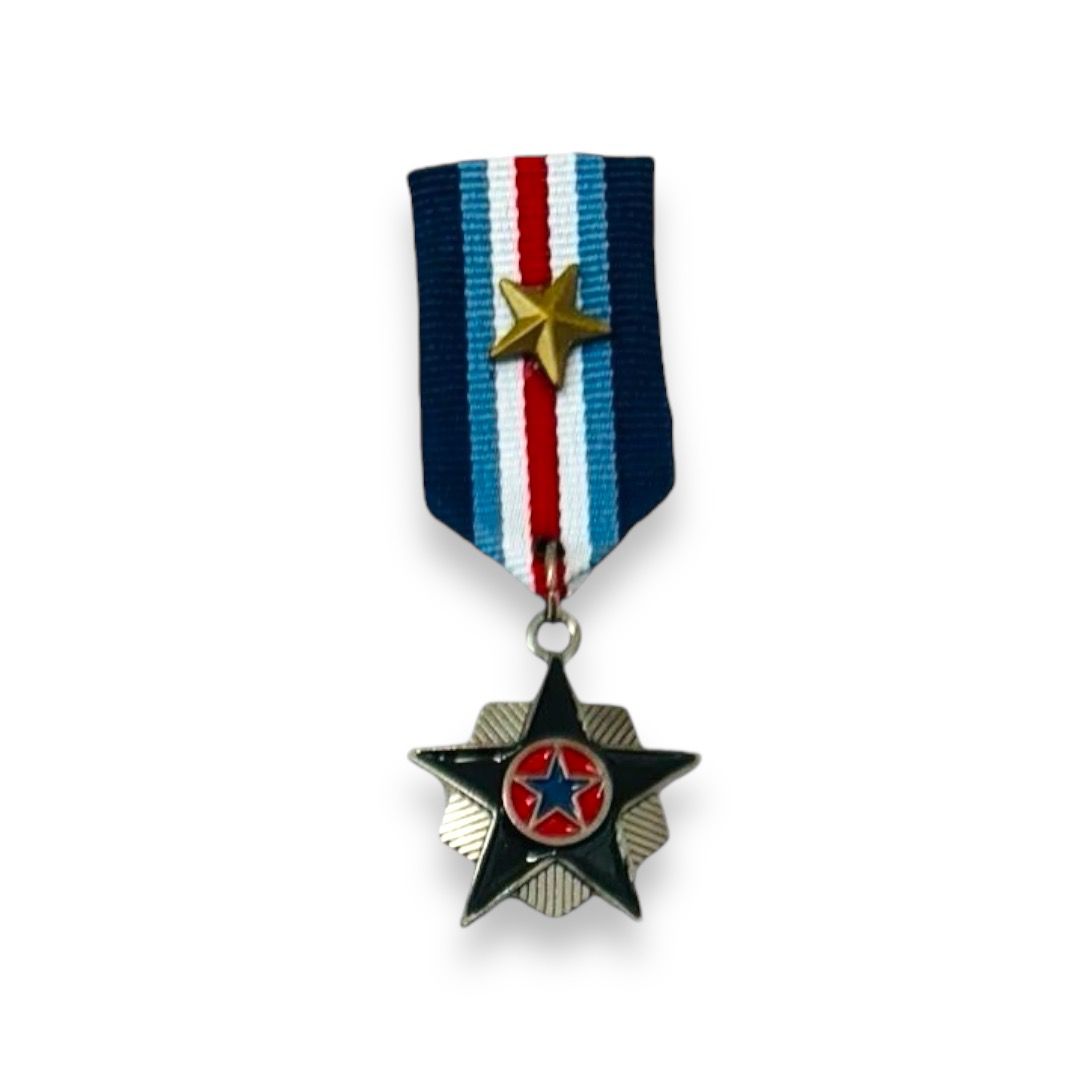 Брошь Медаль Звезда, голубой, красный, синий, белый.  шт. Броши