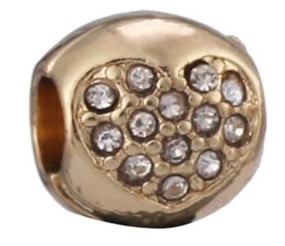 Подвеска-шарм металл, Сердце с камнями, 1,2см, золото, шт. Подвески