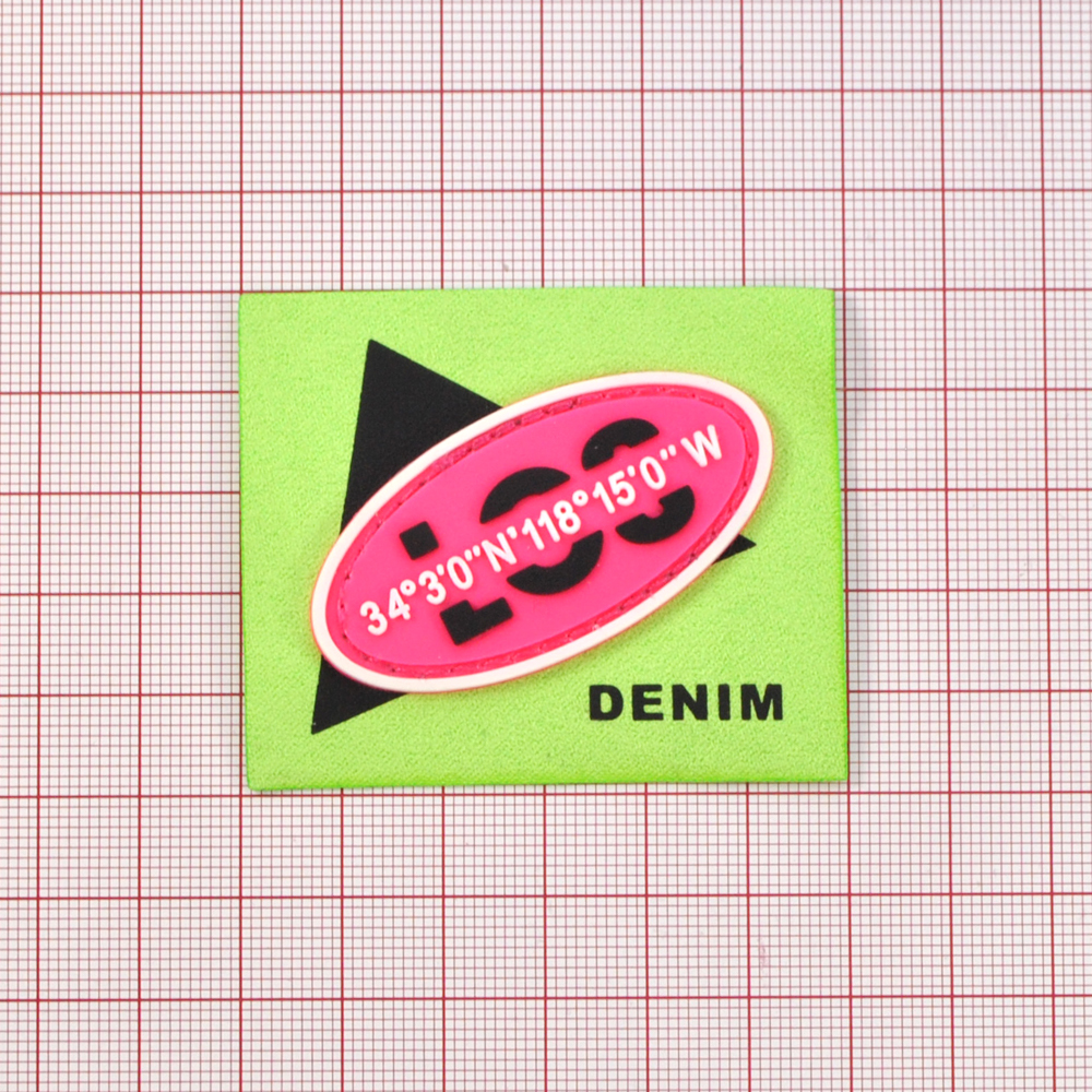 Лейба ткань и резина Denim, 5*6см, черный, белый, зеленый, розовый, шт. Лейба Ткань