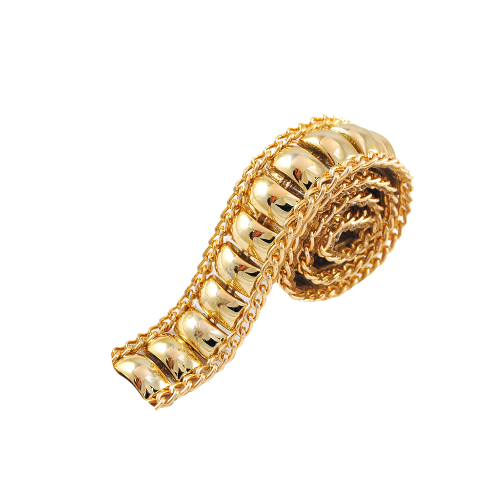 Тесьма стразы клеевые Панцирь 19мм цепь GOLD, прямоугольники 12*7мм, ярд. Тесьма из страз