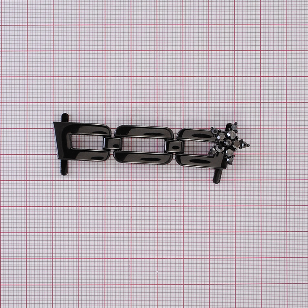 Краб камни и металл Цепь и звезда Правый, 6*1,5см, никель блек, черный, шт. Крабы Металл Геометрия Декор