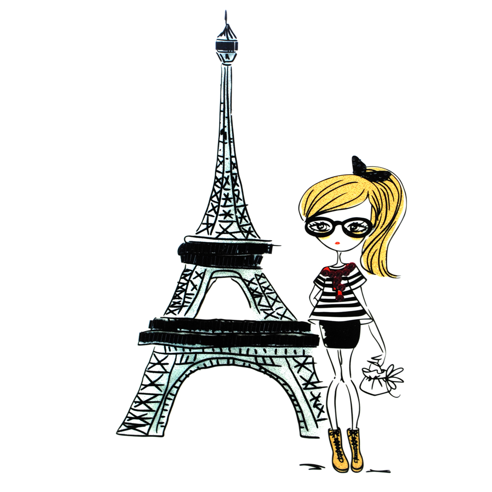 Термоаппликация Девочка Парижанка 15*24см цветная, шт. Термопереводки Детские