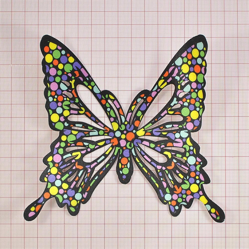 Аппликация клеевая тканевая Бабочки шарики №1-2 (средняя) 15*13,6см, атлас + клеевая, шт. Аппликация клеевая