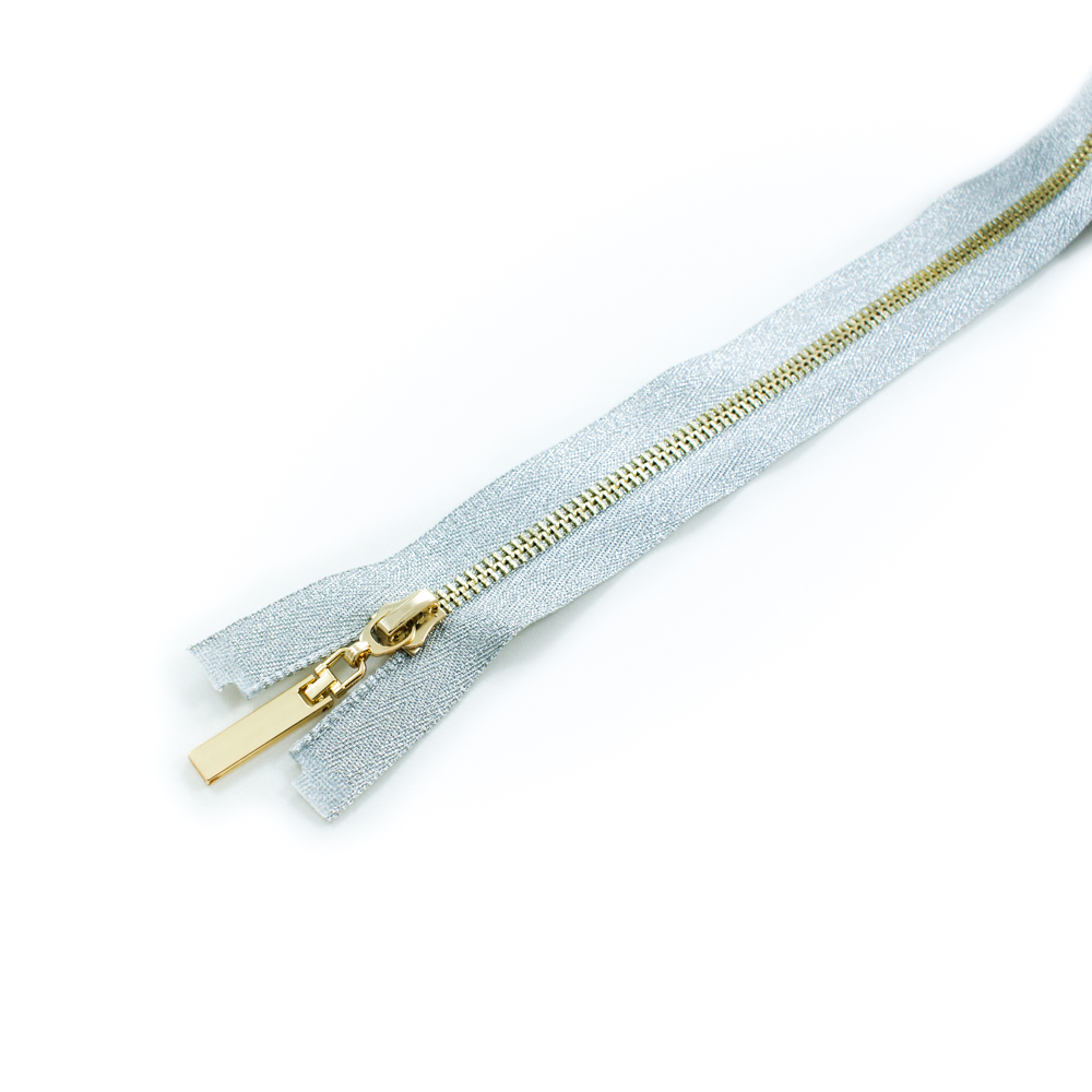 Змейка металлическая  №5 110см О/Е GOLD, серебро люрекс, односторонняя, шт. Змейка Металл