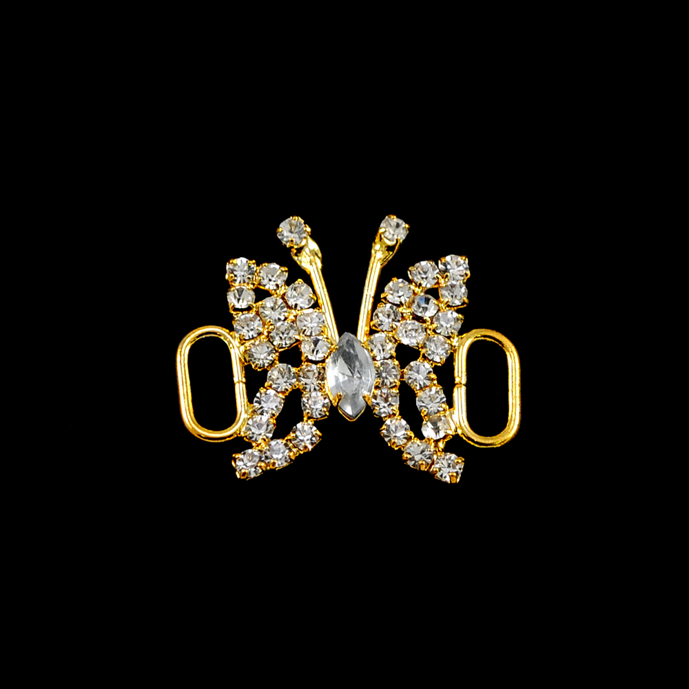 Укр.стекл. 7799 GOLD. Перетяжка металл со стразами