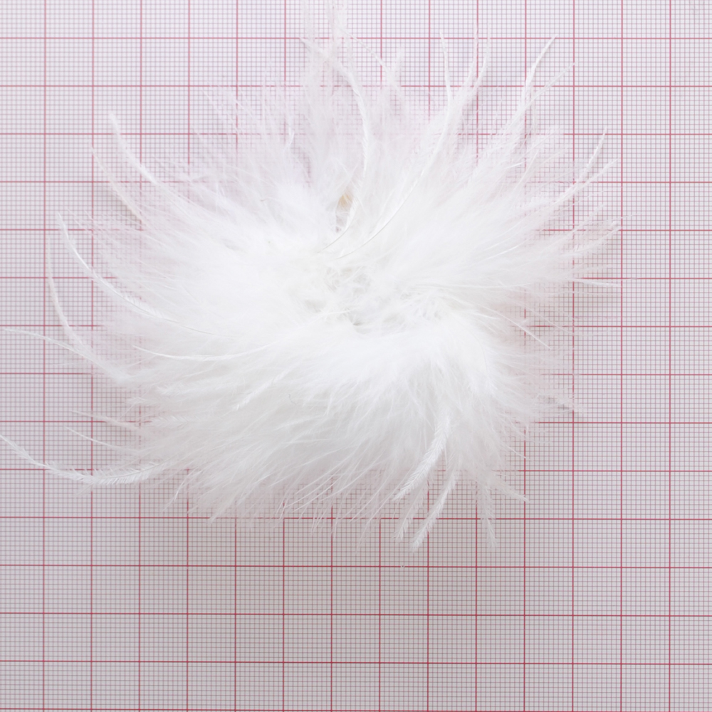 Брошь из перьев, 10-15см, белый., шт.. Перья